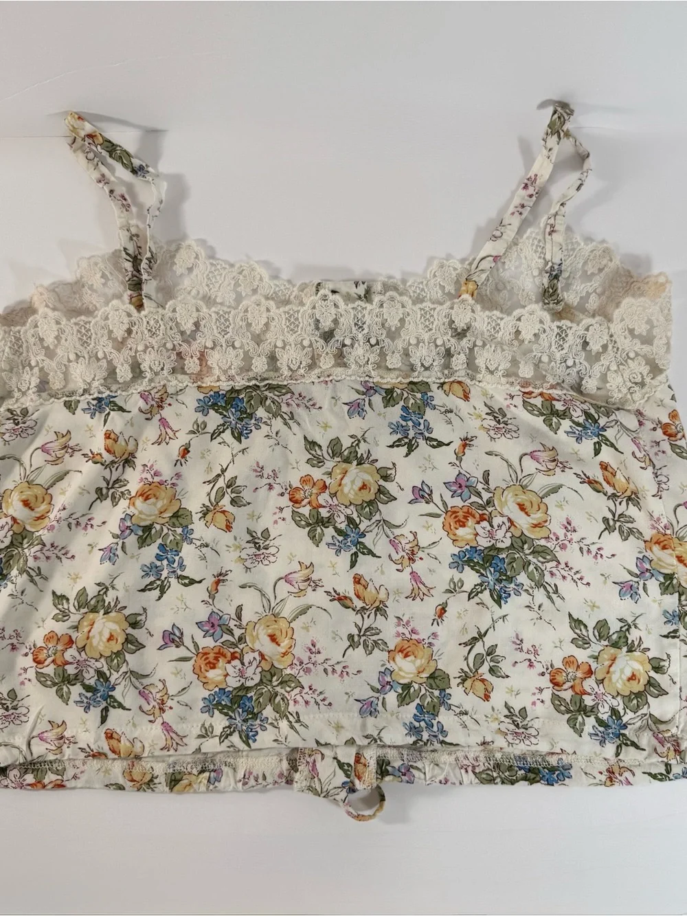 Living doll Cream Floral Lace-Trim Top with Flowers Women’s Size M - Picture 5 of 13